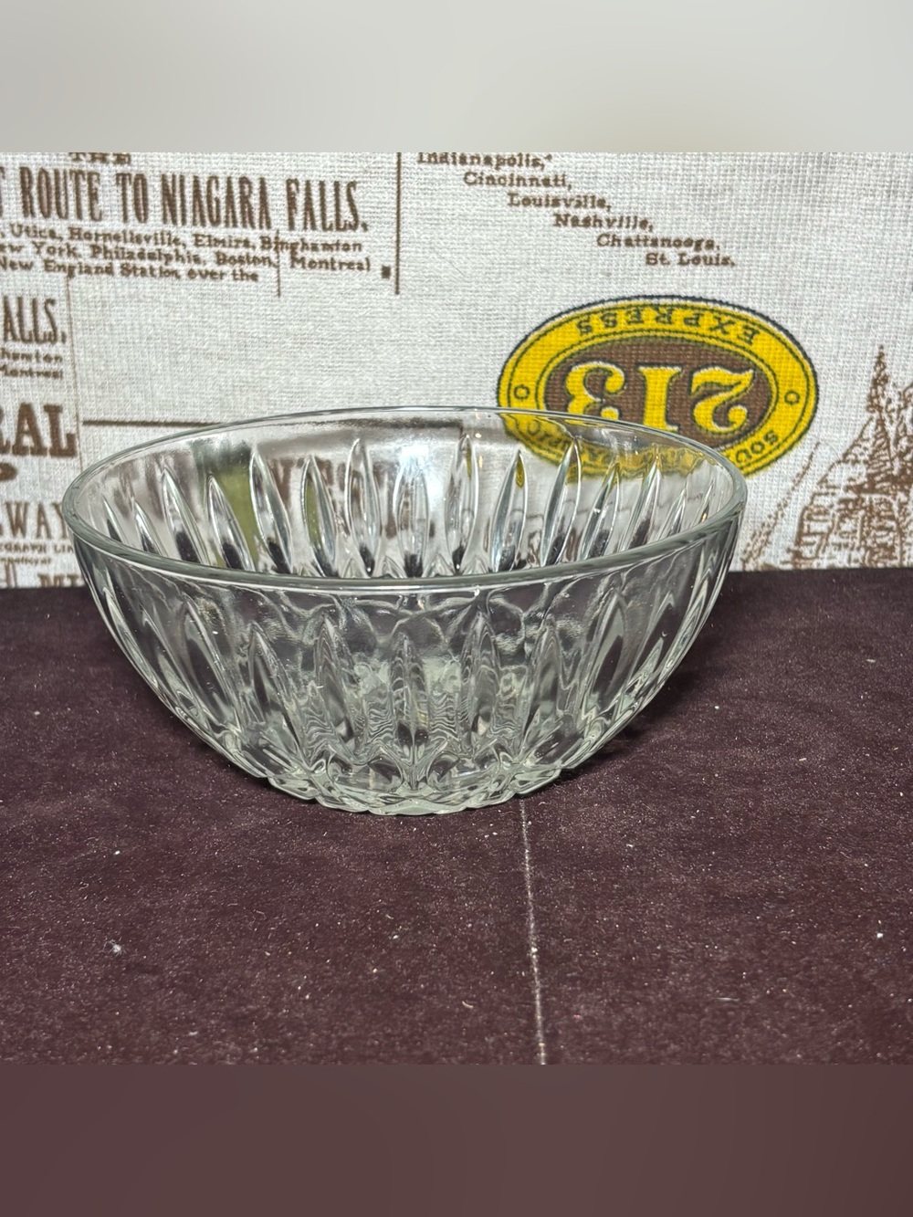 Clear Pressed Glass Serving Bowl - Transparent